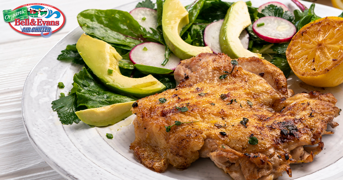 Lemon Thyme Chicken Paillard with Avocado Salad - Bell & Evans