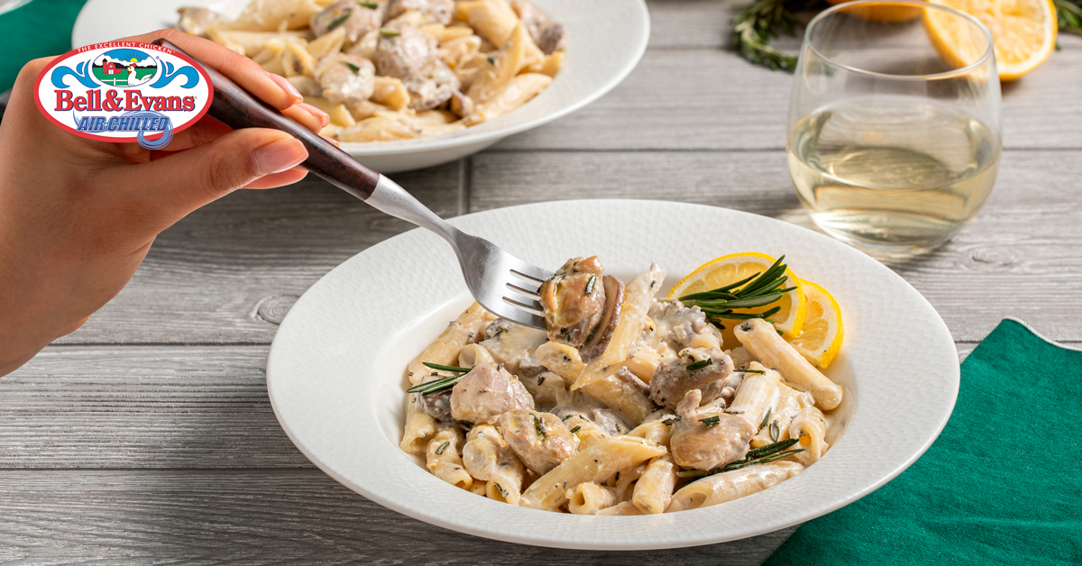 Chicken Oysters with Penne in Lemon Rosemary Sauce - Bell & Evans